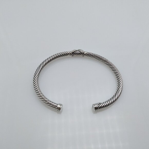 David Yurman Sterling Silver 4mm Cable Bracelet with Diamonds - Picture 4 of 5